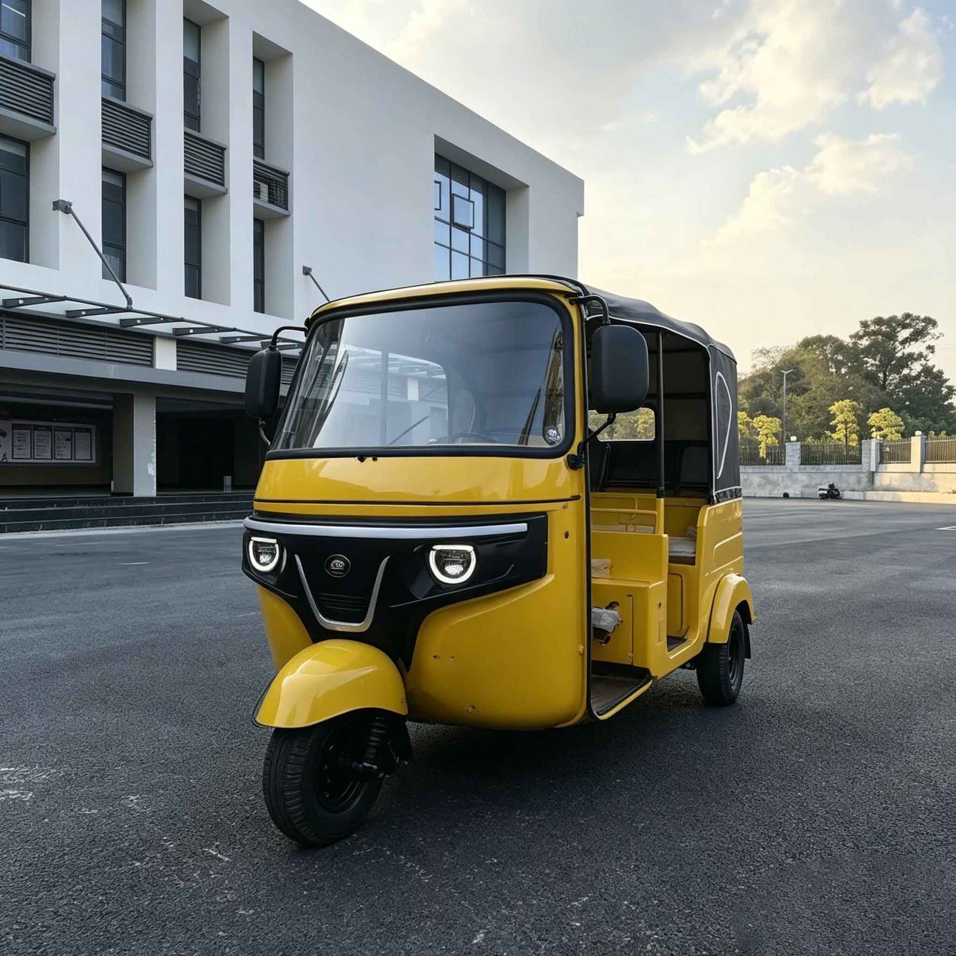 Electric three-wheeled yellow durable model for cross-border export to Africa and Southeast Asia, passenger transport vehicle with canopy for Africa