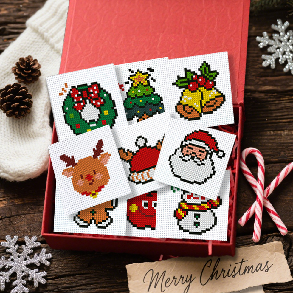 Cross-border nueva tarjeta de Navidad de bordado cruzado lindo dibujos animados niños bordado cruzado simple piezas pequeñas paquetes de materiales diy image 1
