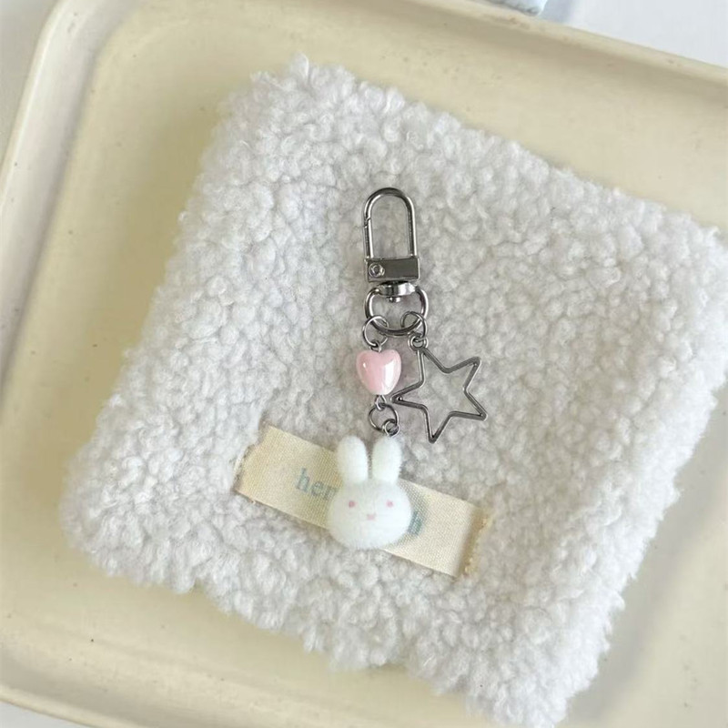 Cute flojo Miffy conejo cadena de teléfono móvil diy beaded chica bolso pericardial libro de tarjetas colgante llavero regalo amigo