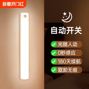 Smart Wireless Charging Human Body Sensor Night Light Wiring-Free Home Night Aisle Wardrobe Cabinet Bedside Light Strip