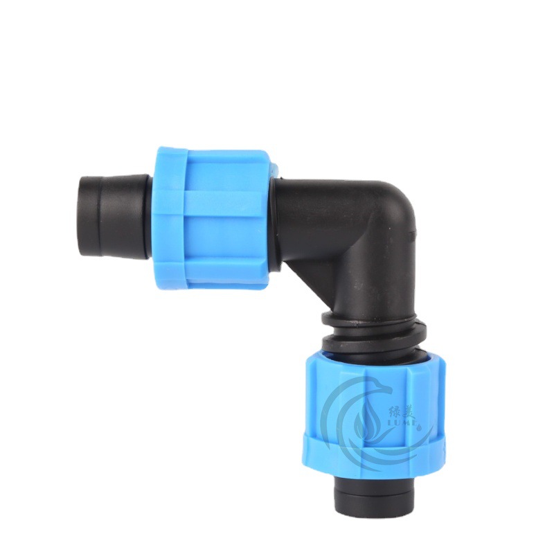 Φ 16mm correa de riego por goteo con codo de bloqueo de ángulo recto tipo parche de inserción en tierras de cultivo tipo laberinto accesorio especial correa de riego por goteo image 6