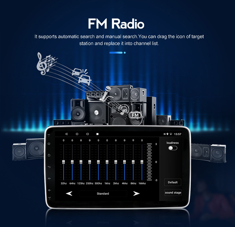 10.1inch Single Spindle 360 Rotating Shaking Head Screen Android Large Screen Central Control Navigation Car Radio Gps All-In-One