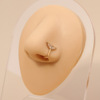 Zirconium, nose piercing with butterfly, copper nose clip, set, micro incrustation, 750 sample gold