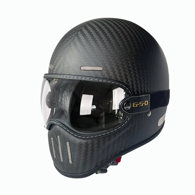 Motosiklet kaskı (dəbilqə) — Export Carbon Fiber Retro Motorcycle Helmet - matte-9k-transparent-mirror-m55-56