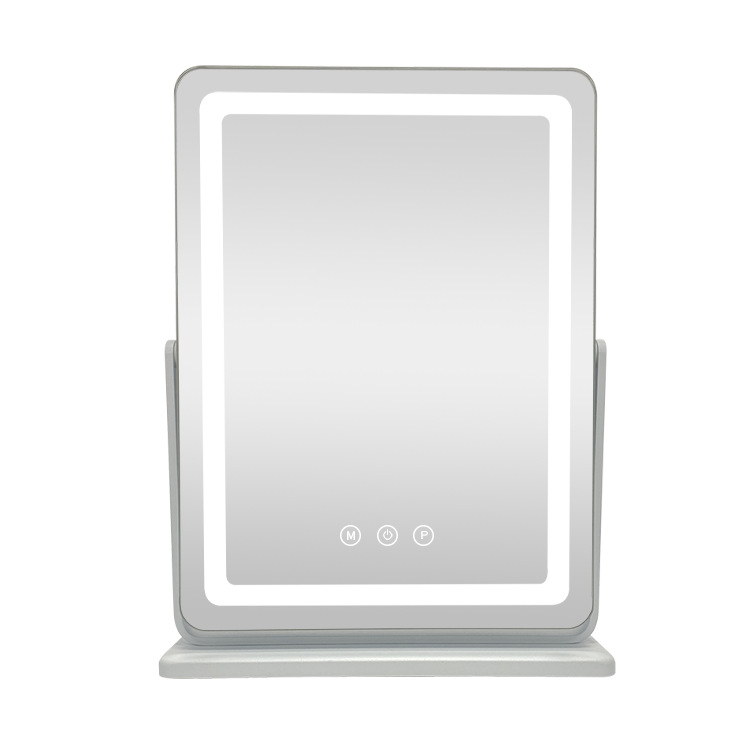 Aleación de aluminio Hollywood espejo de maquillaje de tres colores oscurecimiento escritorio del hogar Led espejo de maquillaje 360 espejo giratorio del dormitorio con la luz