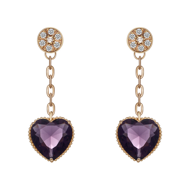 Xuping serie de aretes de amor de aleación de diamante en forma de corazón aretes de otoño y invierno estilo de diseño ligero lujoso pernos de orejas mujeres