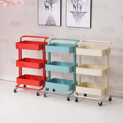 New iron plate storage shelf bathroom small cart, movable simple kitchen organization rack living room storage trolley