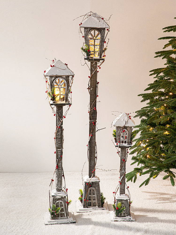 Hong Kong Heng Navidad nieve Casa decoraciones de Navidad Gran Hotel luminoso color viejo gran casa de madera diseño de escena de la ventana