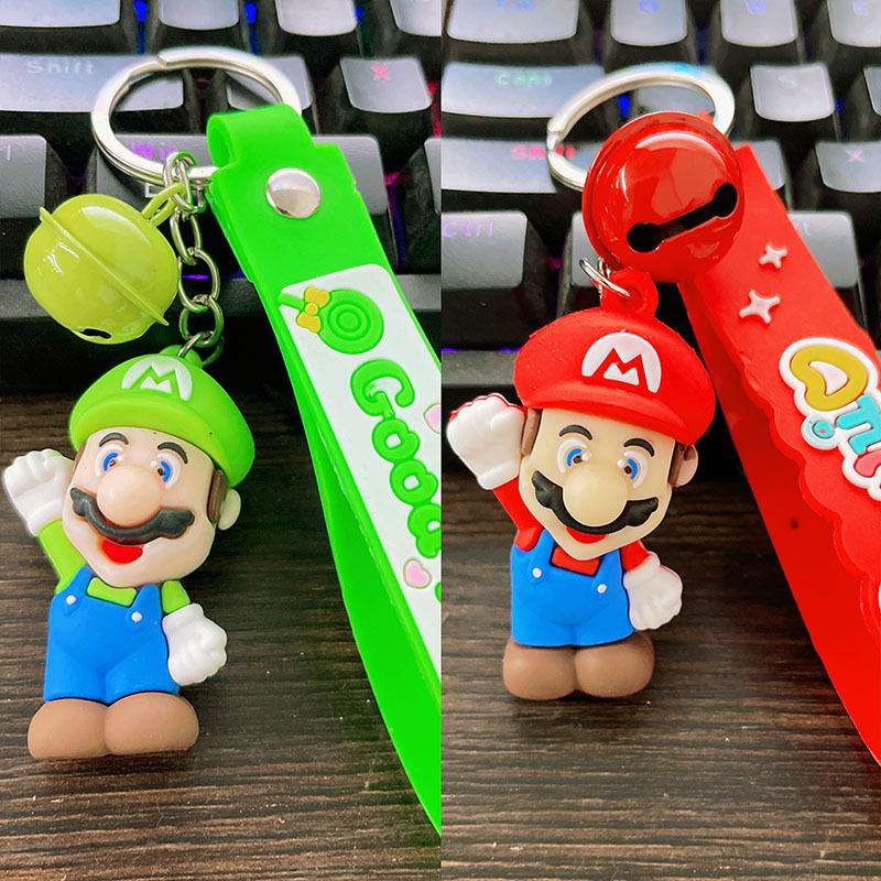 New Cartoon Mario Keychain Backpack Pendant Cute Car Decoration Cheap Gift Wholesale for Night Market Stalls
