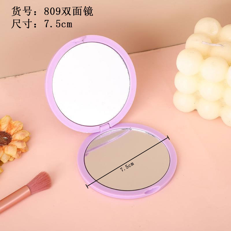 Espejo de maquillaje plegable de plástico con diseño de dopamina, espejo pequeño redondo, espejo de mano portátil de doble cara abatible, espejo plegable.