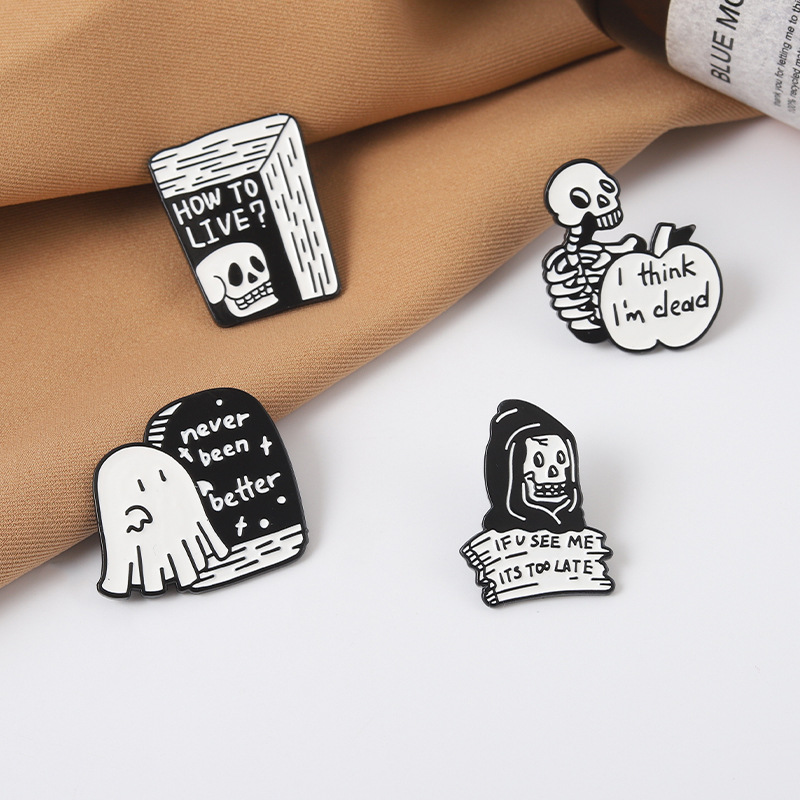 Halloween Festival Funny Pin Ghost Alloy Asymmetrical Enamel Unisex Brooches