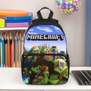 Minecraft Cartoon Primary School Student Front Bag Schoolbag Boy Large Capacity Backpack Fashion Backpack One Piece Hot Batch