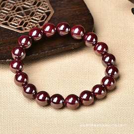 正宗原矿朱砂原石打磨手串本命年转运胶水非压制高含量乌砂手链