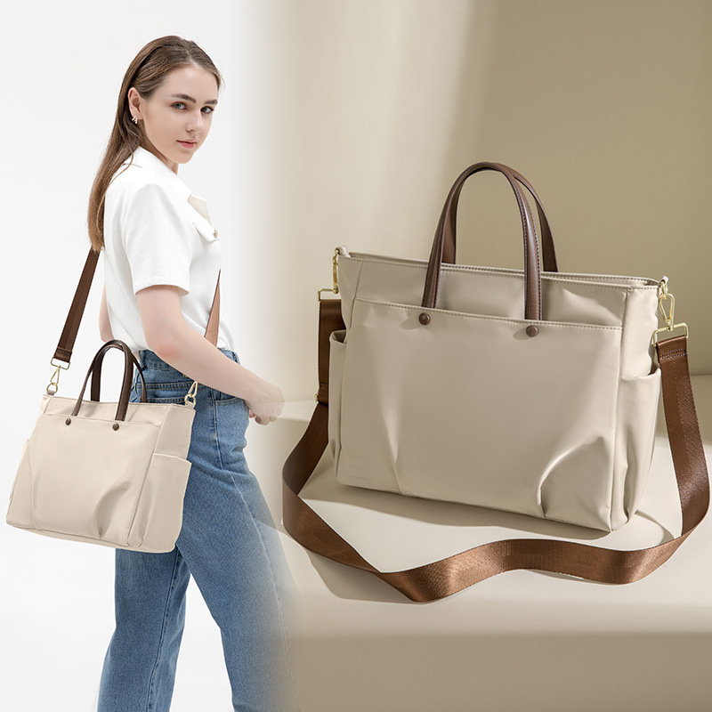 16 Inch Computer Bag Women's New Business Shoulder Bag Crossbody Large Capacity Portable Oxford Cloth Waterproof File Bag
