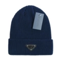 Triangular navy blue knitted hat