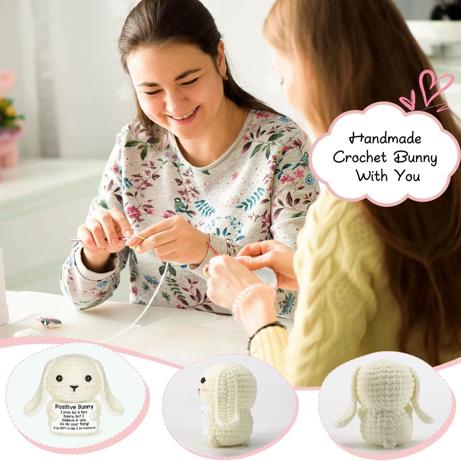 [Новые кросс-бортовые Positive Crochet Animals Bunny милый вязаный кролик декоративное изделие]