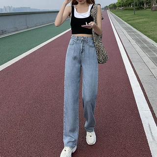牛仔裤女宽松直筒高腰显瘦2026夏天新款小个子显高夏季薄款小阔腿