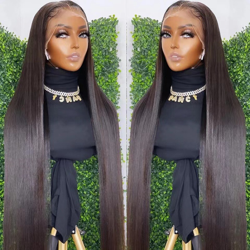 Independent Station New Front Lace Wig African Black Hot Long Straight Wig Headgear Front Lace Wig