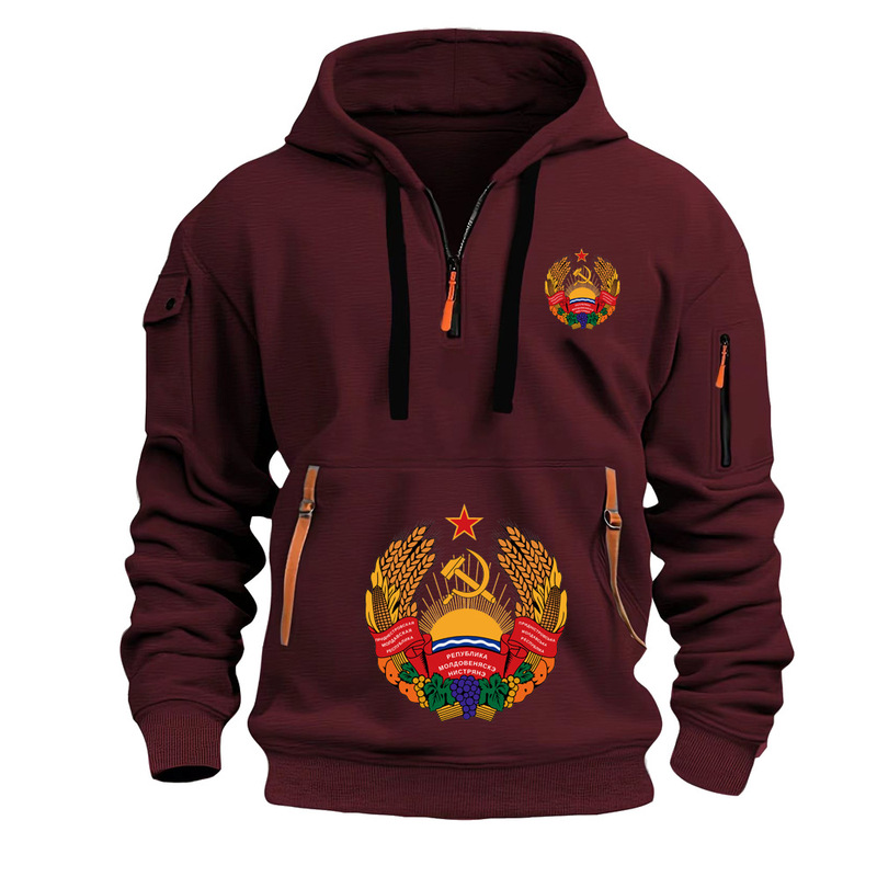 Wine Red Men's Half Zip Sweatshirt