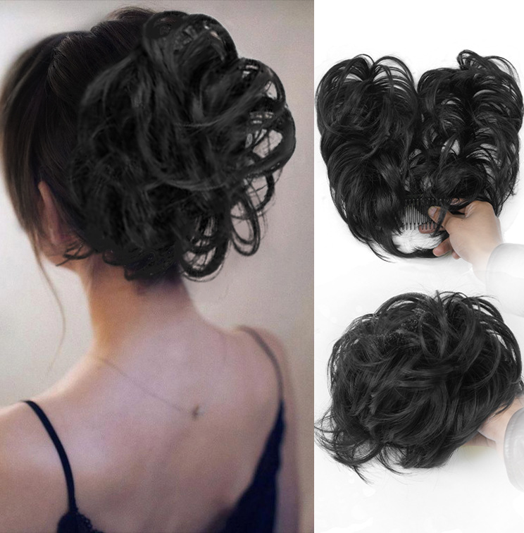 Vente en gros de nouvelles pièces de perruque en fibres chimiques européennes et américaines transfrontalières, chignon de volant en soie à haute température,_voghion.com