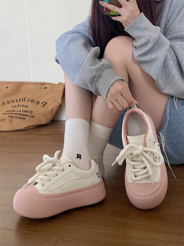 Jinmi big-head ugly cute shoes for women  summer new versatile round-toe white shoes pink women fat star shoes sneakers for women