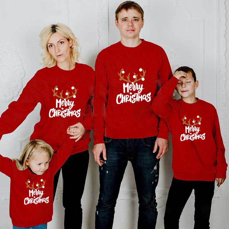 Otoño e Invierno Terry suéter ropa de padre-hijo una familia de tres o cuatro madre-hija padre-hijo Año Nuevo rojo Año Nuevo saludo ropa completa decoración del hogar