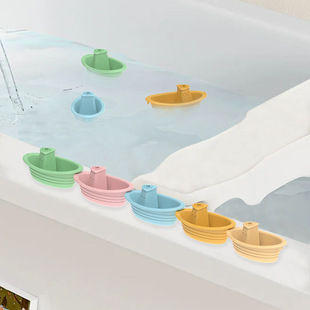 Cross-border New 1-3 Years Old Baby Bathroom Silicone Boat Toy Children's Bath Play Water Educational Bath Toy
