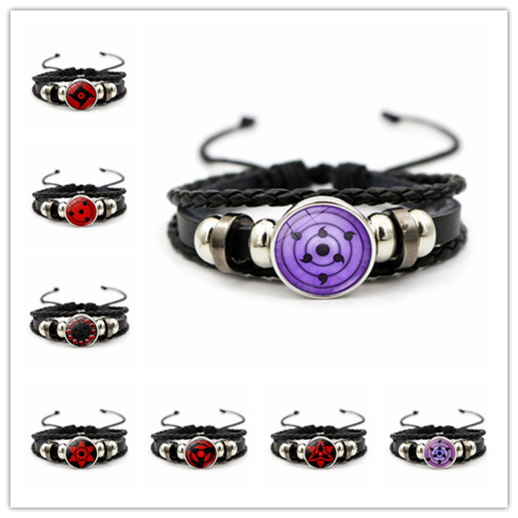 Naruto Sharingan leather bracelet for men and women students woven bracelet animation kaleidoscope hand jewelry Naruto Sharingan leather bracelet for men and women students woven bracelet animation kaleidoscope hand jewelry