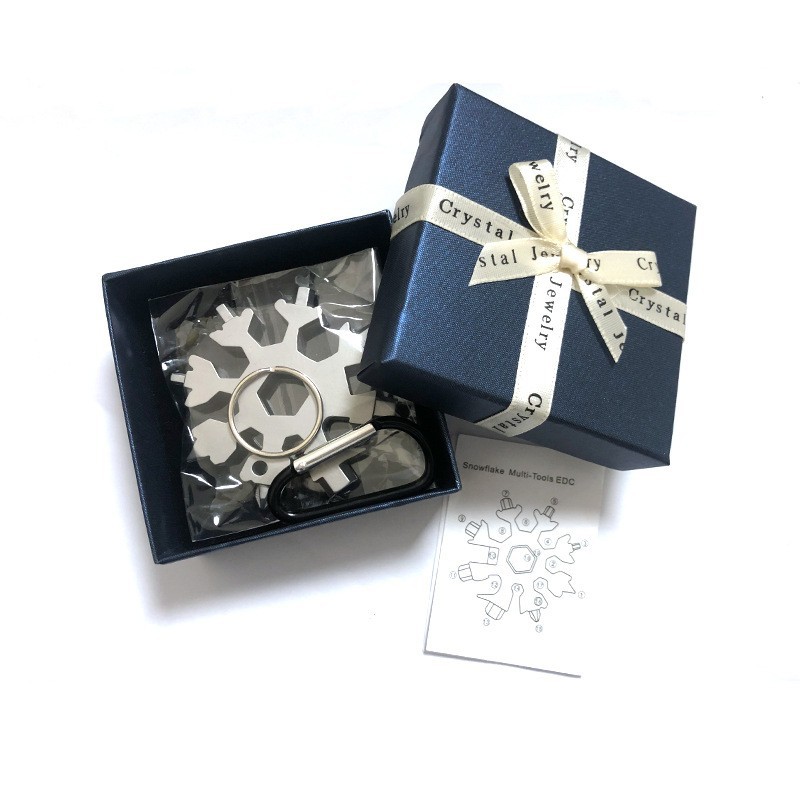 Tarjeta de herramienta de copo de nieve octogonal 18 en 1 llave de copo de nieve multifuncional de acero inoxidable de 8 ángulos hexagonal portátil y práctico