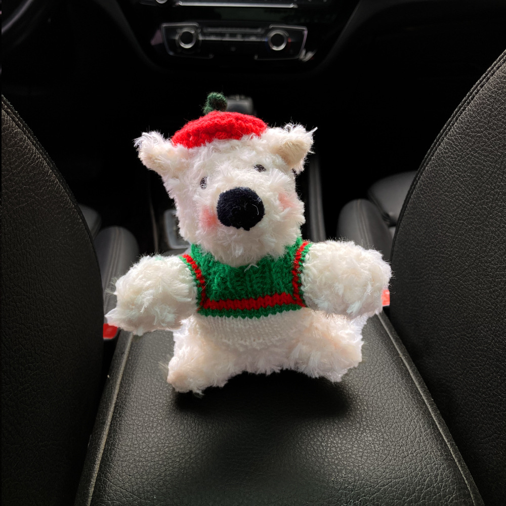 [Edición especial de Navidad] Decoración de coche de West Highland, accesorios de coche, pantalla de control central, decoración de pantalla de muñeca de fiesta