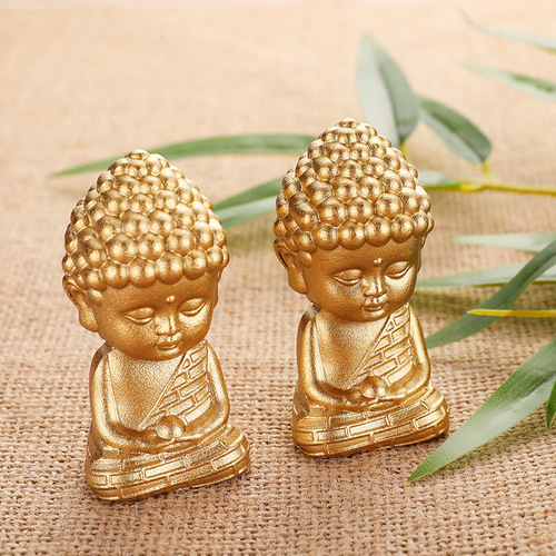 Brass mini Tathagata Buddha desktop wholesale small ornaments decoration Sakyamuni Buddha crafts desktop handle pieces