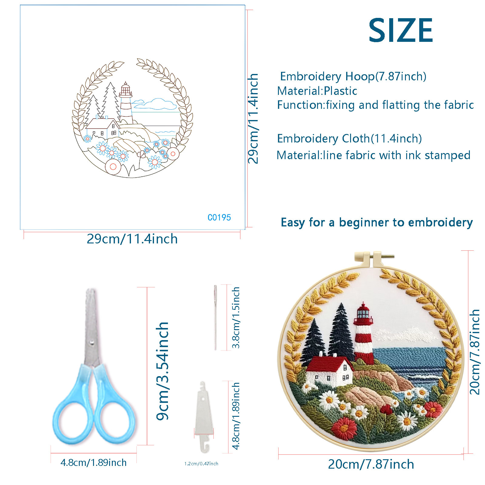 Cross-border nuevo punto bordado DIY material de tela artesanal paquete de material faro creativo de aguja artesanal Inglés