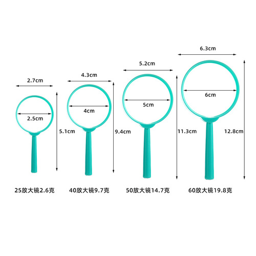 Plastic 25/40/50/60mm Acrylic High-Definition Color Children Portable Handheld Mini Magnifying Glass Wholesale