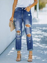K 27321 Washed Distressed Jeans ˮϴ�ƶ�ţ�п� ŷ���羳