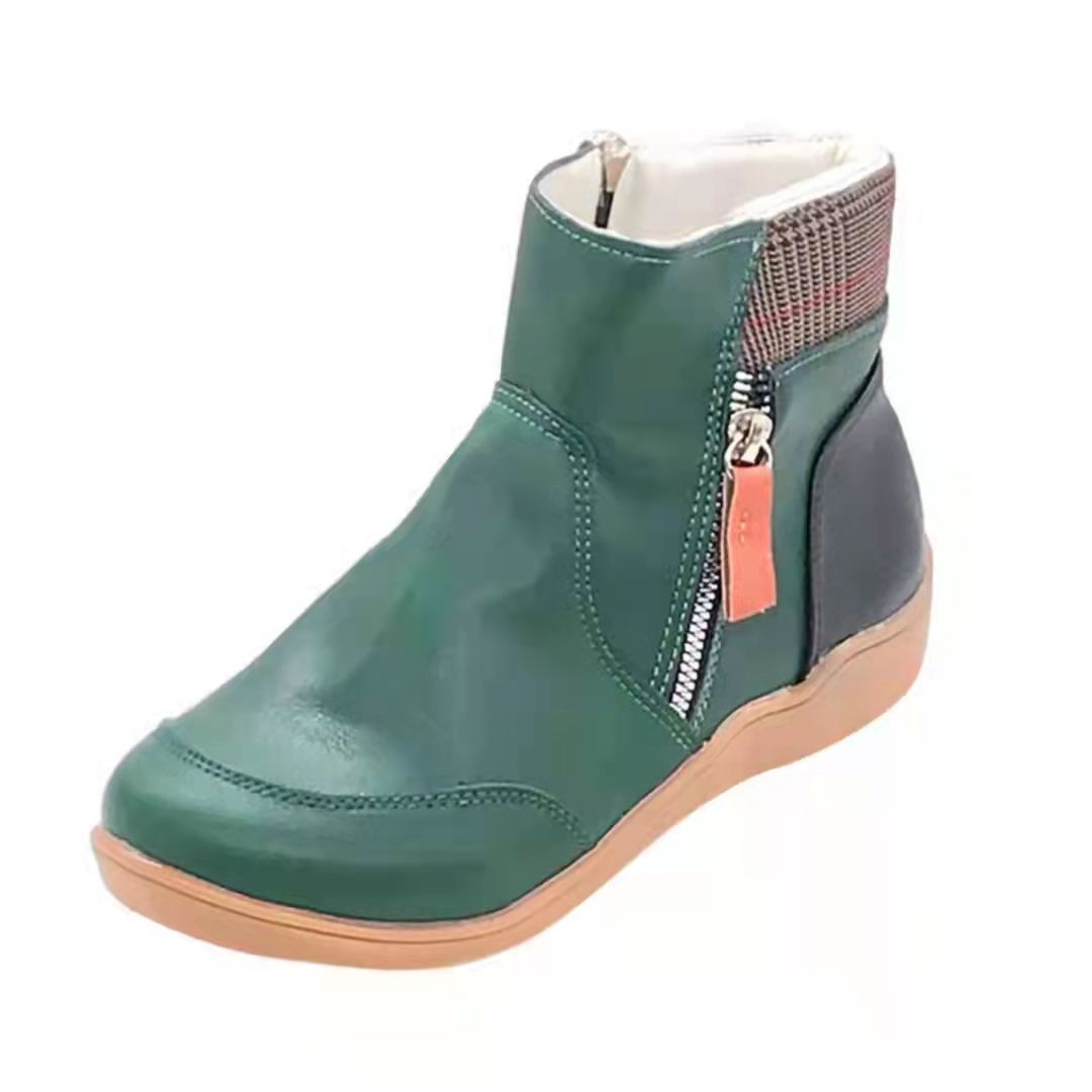 Big size short tube fall and winter new double zipper flat boots_voghion.com