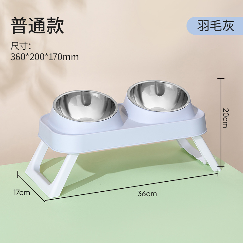 Personalizada mascota de acero inoxidable doble cuenco gato cuello de protección de doble cuenco anti-derrapante anti-derramamiento cuenco de mascota gato cuenco de perro