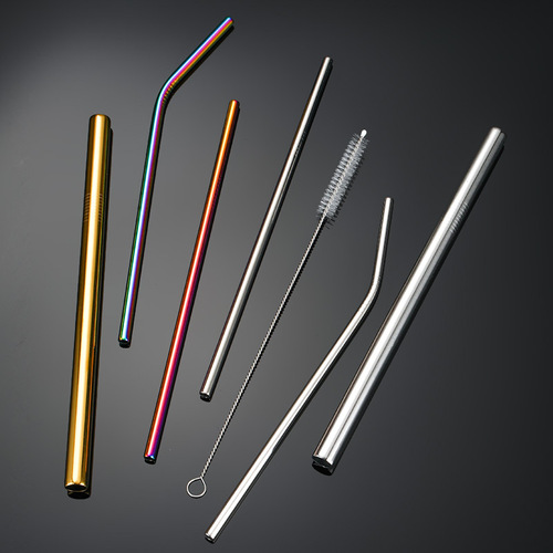 304 stainless steel straw anti-wrinkle milk tea beverage coffee color drinking straw metal straight straw set wholesale manufacturer