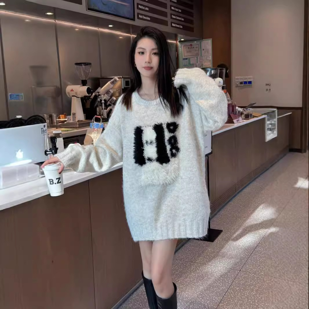 24 invierno Puyuan perezoso viento suave perrito Jacquard collar redondo suéter para mujeres otoño invierno image 4