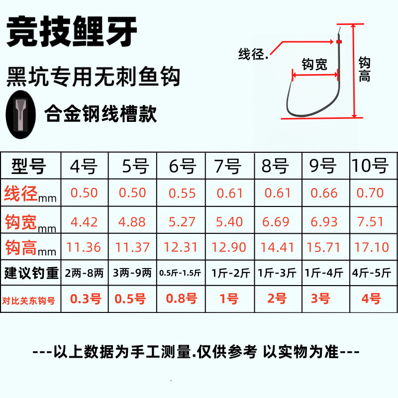 线槽竞技鲤牙超硬黑坑无刺鱼钩飞磕鲫鱼回锅滑口鲤鱼竞技狼牙鱼钩