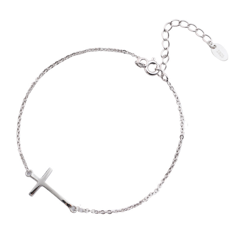 Simple Silver Plated Cross Adjustable Bracelet display picture 1