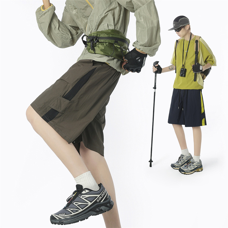 Summer New Style Contrasting Color Splicing Design Casual Shorts Men's High-End Simple Versatile Loose Quick-Drying Five-Point Pants