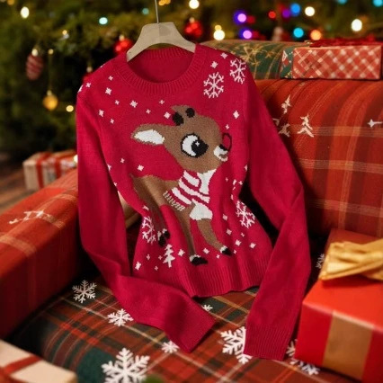 2026 New Autumn/Winter European and American Christmas Sweaters for Men and Women, Cartoon Reindeer, Mixed Color Knitwear 2026 New Autumn/Winter European and American Christmas Sweaters for Men and Women, Cartoon Reindeer, Mixed Color Knitwear