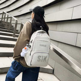 外贸跨境韩版ins大学生简约百搭情侣背包印花字母双肩包大容量电