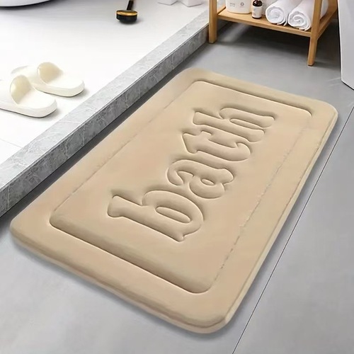 Cross-border pressed floral letter thick bathroom mat absorbent entryway foot mat with non-slip feature for the bathroom made of terry cloth