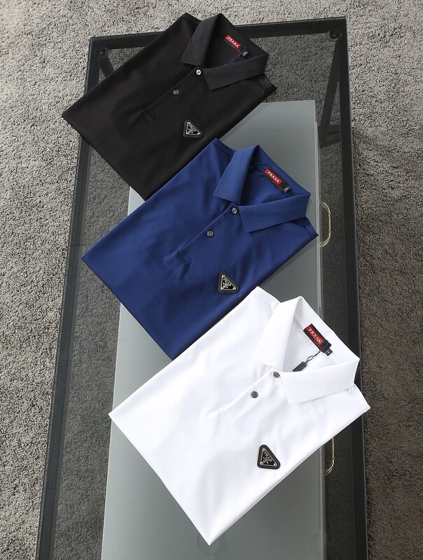 1.1 Correct Version 25 Mongolian Blcg Miu Miu Miu Guqipujia Pra Letter Embroidered Polo Short-Sleeved T-Shirt for Men and Women