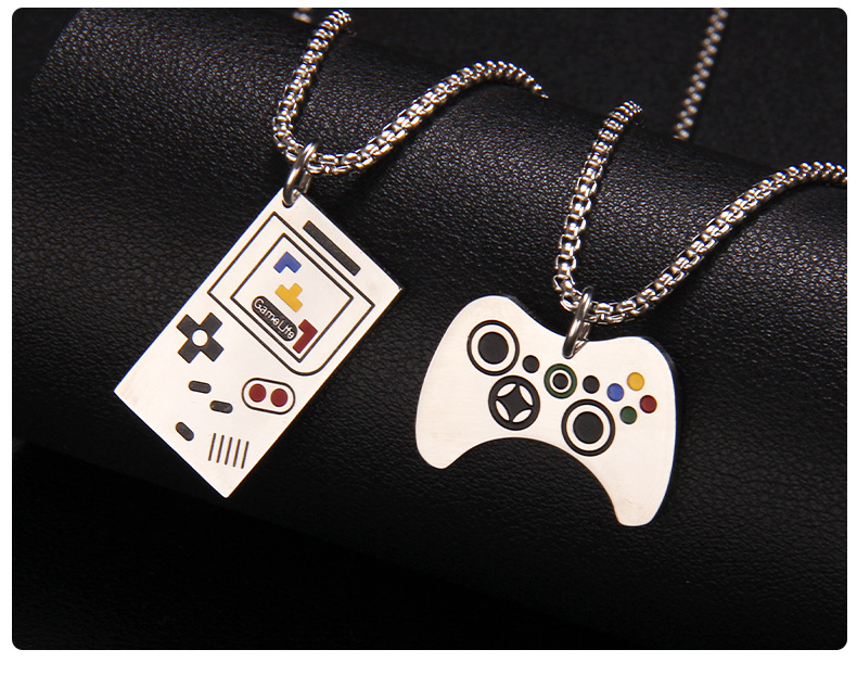 Fashion Gamepad Stainless Steel Enamel Pendant Necklace 1 Piece