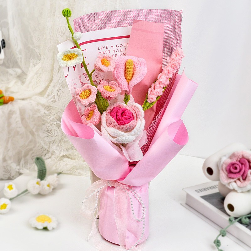 Flor de lana tejida a mano ramo de flores de girasoles flores de punto flor de simulación comercio exterior transfronterizo amazona