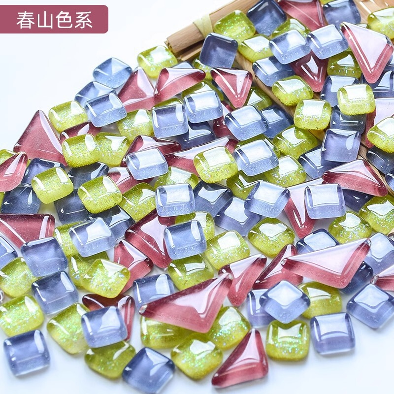 200克diy多元闪粉马赛克集合水晶自由石玻璃儿童手工材料颗粒|undefined