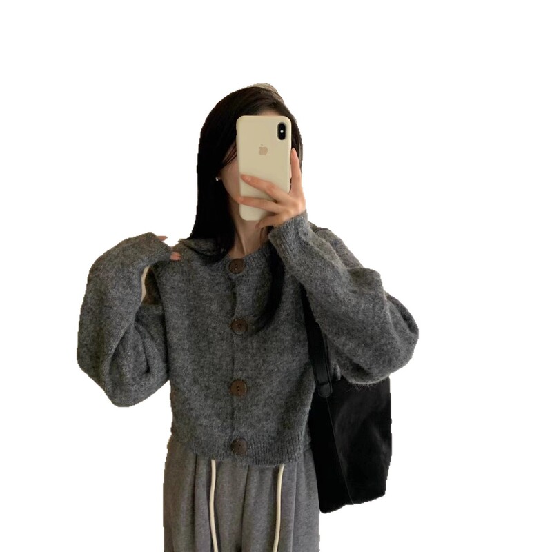韩系慵懒风软糯薄外套女秋2025新款感宽松百搭大纽扣开衫上衣|undefined
