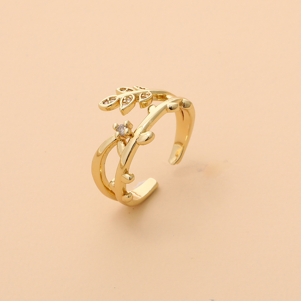 Simple Leaf Pattern Open Ring display picture 3